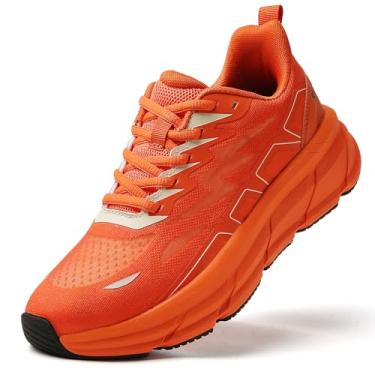 Imagem de TSIODFO Tênis de corrida feminino, leve, academia, treino, caminhada, C05 Laranja, 41