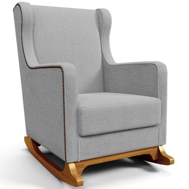 Imagem de Poltrona de Amamentação com Balanço Mavie L02 Bouclê Cinza - Lyam Decor