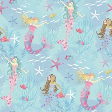 Imagem de Papel de Parede Sereias - G78392 Turquesa Rosa Choque e Gliter Tiny Tots 2 - G78392