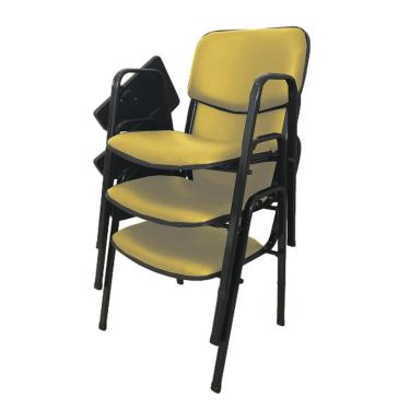 Imagem de 03 Cadeiras Escolar Universitária Linha Hotel Auditório Amarelo