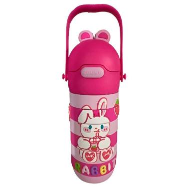 Imagem de Garrafa Infantil Interativa Quebra Cabeça Silicone Rosa