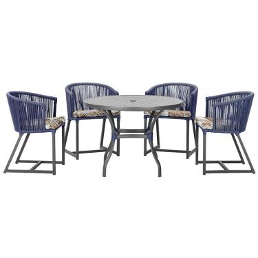 Imagem de Mesa Com 4 Cadeiras E Noronha Estofado 6 Trama  Azul