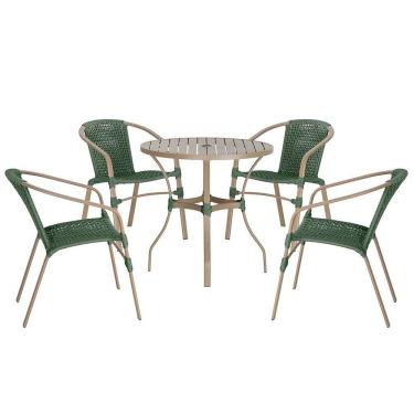 Imagem de 04 Cadeiras Floripa E Mesa Roma 100cm Fendi Trama Original Verde