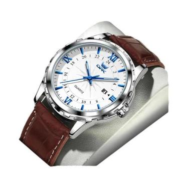 Imagem de Opk-relógio masculino de quartzo, pulseira de couro confortável, imper