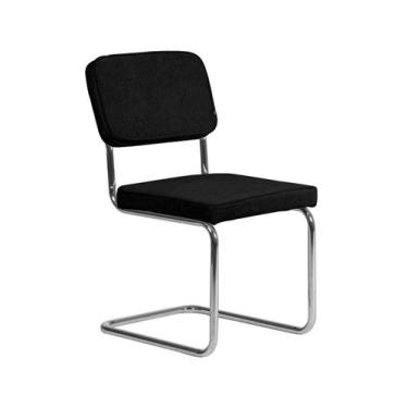 Imagem de Cadeira Cesca em Veludo Cotelê Preta - Westwing Collection, Preto, Met