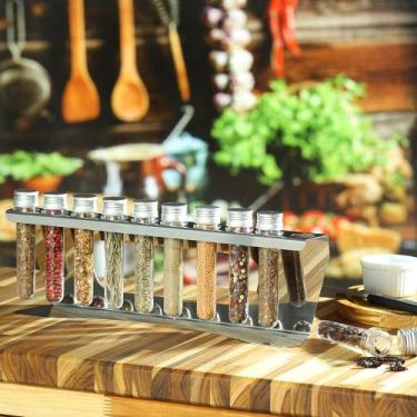 Imagem de Suporte Porta Temperos e Ervas De Balcão 10 Tubetes Inox - Maxx Diamon