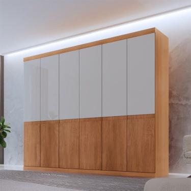 Imagem de Guarda Roupa Casal Bipartido Doble Mdf 6 Portas 4 Gavetas Naturalle-off White Sem Pés