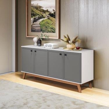 Imagem de Aparador Kappesberg 4 Portas Shaker Branco/Cinza Sagrado 180cm
