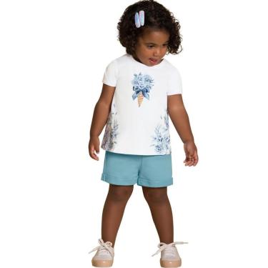 Imagem de Conjunto Infantil Verão Blusa e Short Verde Claro Tam 2 a 8 - Milon-Feminino