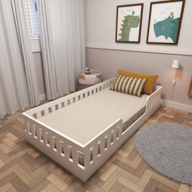 Imagem de Cama Infantil Montessoriana Solteiro Sol Branco - Bramov Móveis