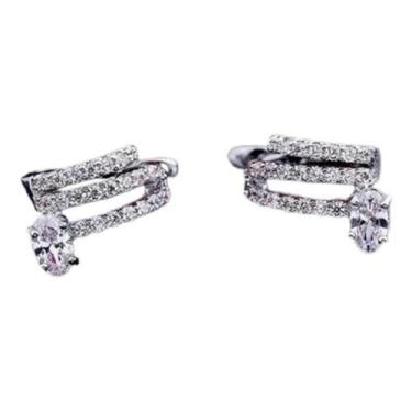 Imagem de Piercing Argola Falso Fake Pressão Pedra Zircônia Orelha - De Castro J