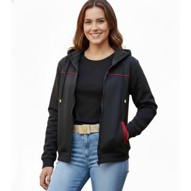 Imagem de Casaco de frio Moletom Grosso Feminino - L7, Preto, P