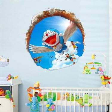 Imagem de Adesivo de parede Doraemon Cartoon para quarto de crianças ou sala de 