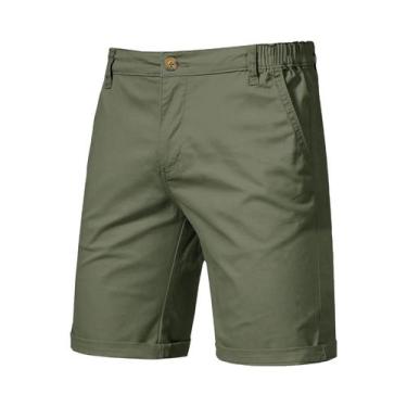 Imagem de Bermudas Casuais Masculinas Khaki Para O Verão, Estilo Clássico Americ