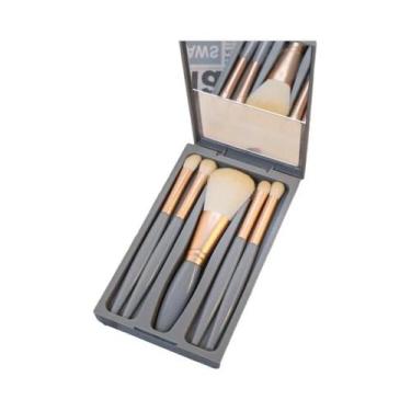 Imagem de Conjunto De 14 Pincéis De Maquiagem Prateados: Pó, Blush, Corretivo, B