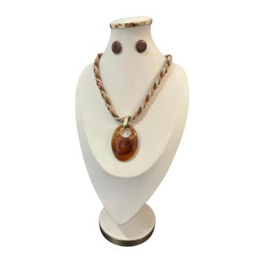 Imagem de Colar Feminino elegante Sofisticado Corda brinco Resina luxo - MLBpel,