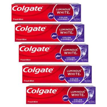 Imagem de Kit 5 Cremes Dentais Clareador Colgate Luminous White Color Correct 70