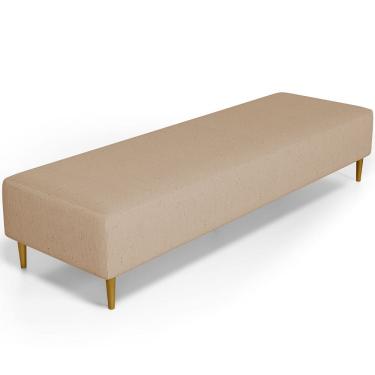 Imagem de Puff Decorativo Sala de Estar Bali W01 Pés Palito 170x60cm Linho Bege Escuro - Lyam Decor