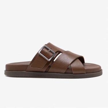 Imagem de Sandália Masculina Dock Couro Marrom, 40