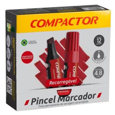 Imagem de Marcador Permanente Vermelho Compactor - Embalagem com 12 Unidades