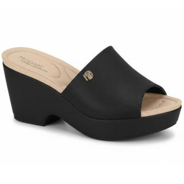 Imagem de Tamanco Modare Feminino Salto Plataforma Anabela Preto -, Preto, 37
