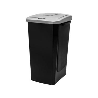 Imagem de Lixeira Retangular Ecofácil 30L com Tampa Click - ARTHI, Preto