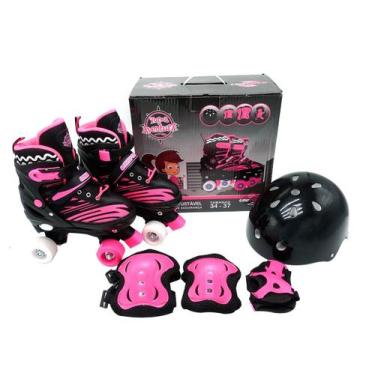 Imagem de Patins Infantil Roller Ajustável C/ Proteção Preto - Unitoys, Preto, 3