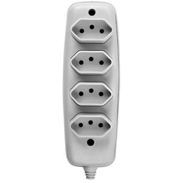 Imagem de Tomada em Barra Quadrupla 2P 10A 250Volts Cinza - 16340 - ILUMI