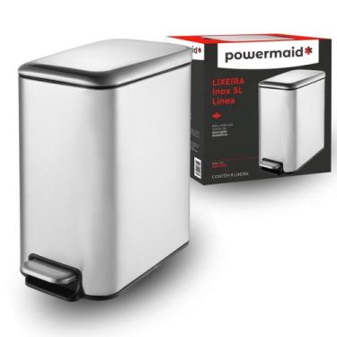 Imagem de Lixeira De Inox Línea 5L Com Pedal Para Banheiro Escritório - Camesa