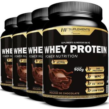 Imagem de 4x WHEY PROTEIN POWER NUTRITION MOUSSE DE CHOCOLATE 900G - HF SUPLEMEN