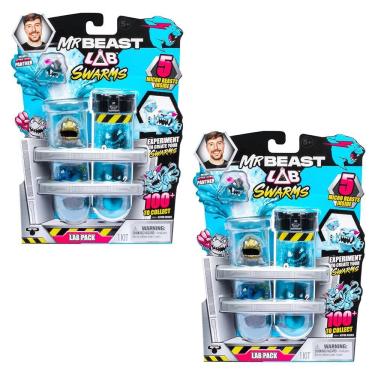 Imagem de Kit 2 Tubo De Ensaio Com 5 Mini Bonecos Swarms Mrbeast Lab