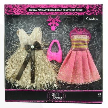 Imagem de Vestido Para Boneca - Doll Dress Kit 2 Looks - Bege E Rosa