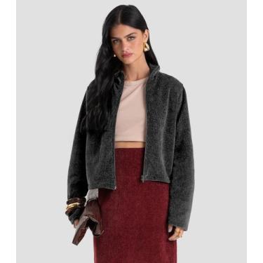 Imagem de Jaqueta Feminina em Tricot Glow Shine Dianna, P, Preto