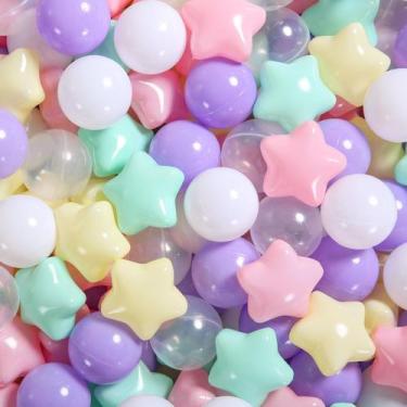 Imagem de Pacote Ball Pit Balls Heopeis de 100 estrelas e redondos sem BPA
