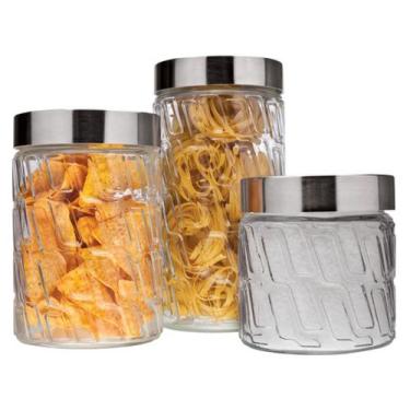 Imagem de Conjunto de potes organizador cozinha 3 peças euro home, 0,5L, 1L e 1,