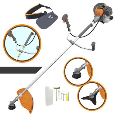 Imagem de Máquina de Cortar Grama Á Gasolina Tekna RL430-P Plus 2T 43cc 1,7HP 10.000RPM Roçadeira Lateral Com Faca 3 Pontas e Carretel Nylon