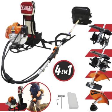 Imagem de Roçadeira Multifuncional Costal 43cc VRC-430 Vulcan C/ Lâmina 2 Pontas, Carretel Nylon, Enxada Capinadeira e Cultivador