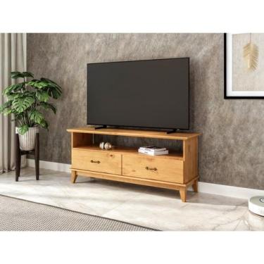Imagem de Rack para TV até 55 Polegadas Madeira Maciça 140cm Pés em Madeira Maci