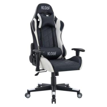 Imagem de Cadeira Giratória Gamer Reclinável Kl3 Preto E Branco - Kloof