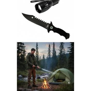 Imagem de Kit Faca Tática + Lanterna Led Zoom: Aventura Segura - Congratulations