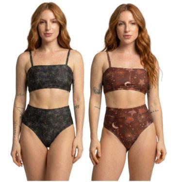 Imagem de KIT 2 Biquíni Cropped Hot Pants Top Faixa Estampado Bella Fiore Cintur
