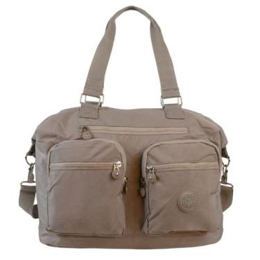 Imagem de Bolsa Feminina Grande Nylon Impermeável Tiracolo Multi Bolsos Academia