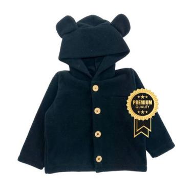 Imagem de Casaco Jaqueta Infantil Peluciado Liso Inverno - Fofotinhos, Preto 01,