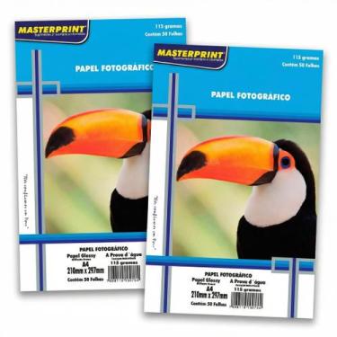 Imagem de Kit 2x Papel Fotográfico Glossy 115g A4 100fls Prova D'água - MASTER P