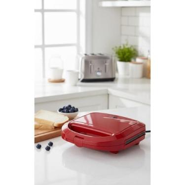 Imagem de 2x Sanduicheira Grill Vermelha Compacta 2 em 1 Antiaderente - Congratu