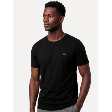 Imagem de Camiseta Calvin Klein Masculina Egyption Cotton Rubber Patch Preta-Masculino
