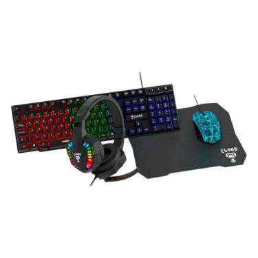Imagem de Combo gamer preto - teclado, mouse, mousepad e headset - CLANM