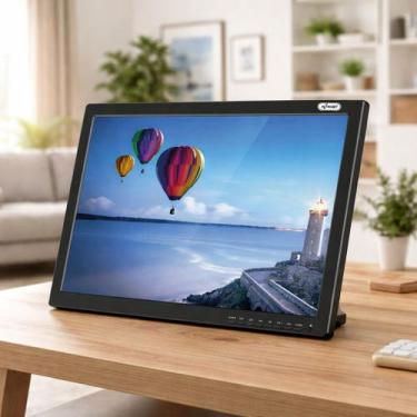 Imagem de TV Portátil Android TV 19" Monitor LCD Digital HDMI USB Controle Remot