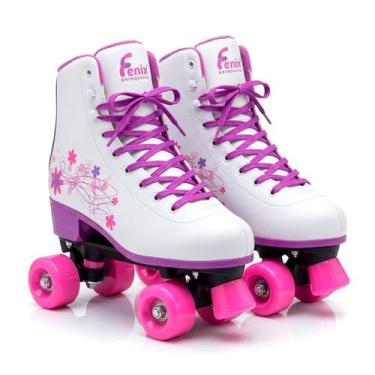 Imagem de Patins Infantil Feminino 4 Rodas Profissional Ajustável Com Freio Conf