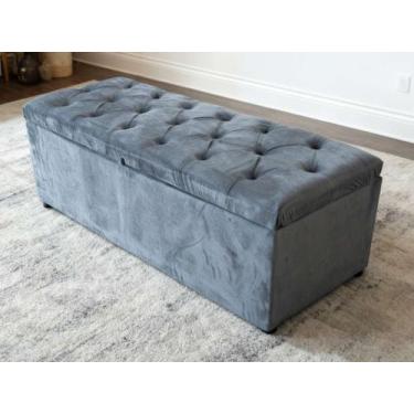 Imagem de Recamier Bau Paris Queen Size 1,58M Veludo Cinza - Company